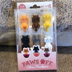 Set of 6 cat glass markers. New in box.